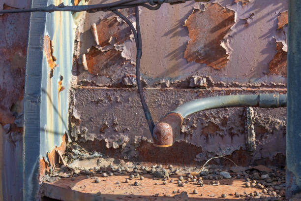 istock Extreme peeling paint and rust, iron pellets, heavy industrial textures 1161132693
