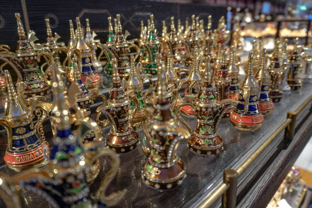 istock Souvenir counters in Dubai. Different statues and gifts. Stock background 1161134303