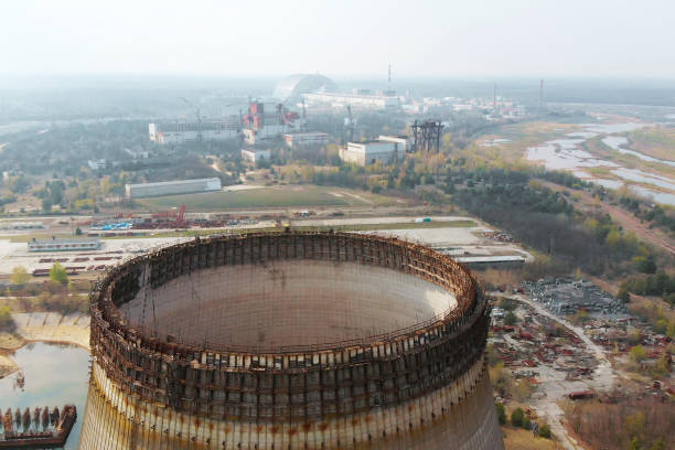 istock Flying over the cooling tower near Chernobyl NPP 1161137047