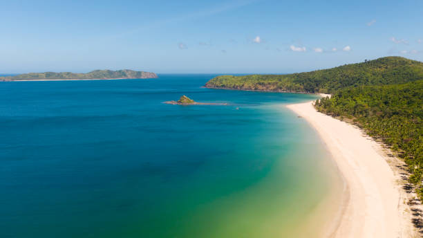 istock Wide tropical beach with white sand, view from above 1161144604