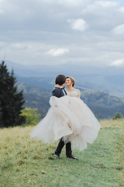istock Happy bride and groom after wedding ceremony 1161147885