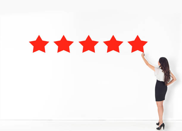 istock Businesswoman drawing five star 1161148499