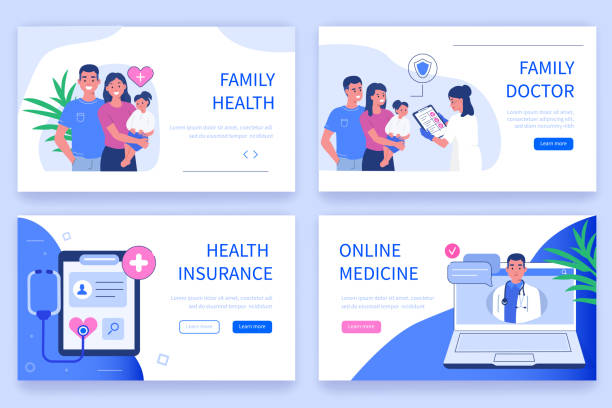 family health Family health concept. Can use for web banner, infographics, hero images. Flat isometric vector illustration isolated on white background. family internet stock illustrations