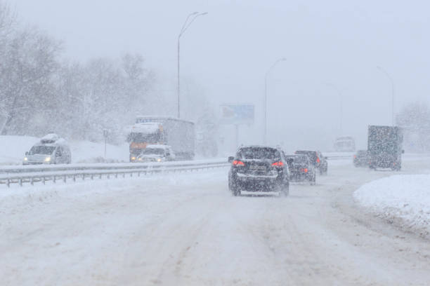 istock Busy road in winter evening 1161156482