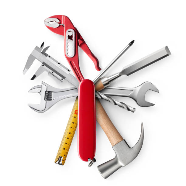 istock Swiss universal knife with tools on white background 1161157897