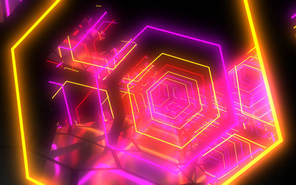 istock abstract background hexagon neon tunnel 1161157955