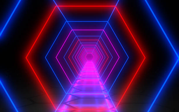 istock abstract background hexagon neon tunnel 1161157956