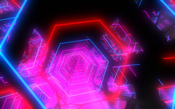 istock abstract background hexagon neon tunnel 1161157997