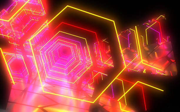 istock abstract background hexagon neon tunnel 1161157998