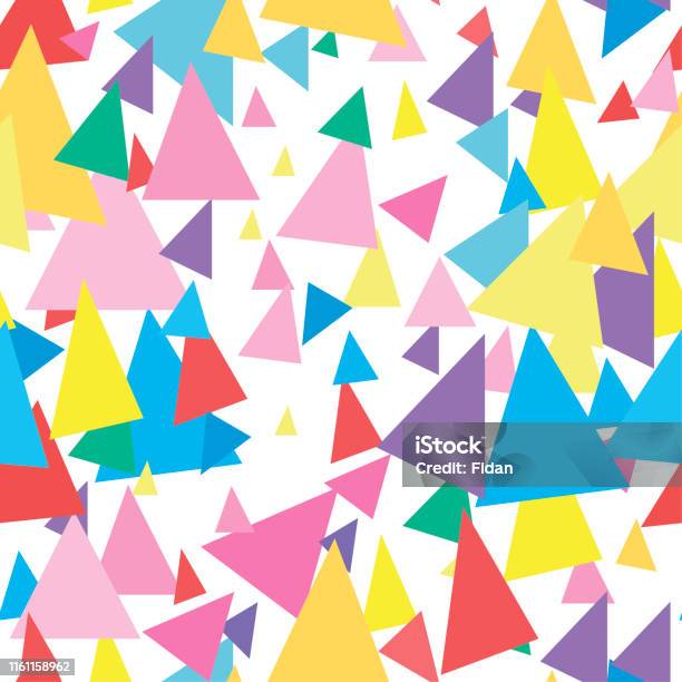 Flying Cloth Triangle Seamless Vector Multicolor Triangles Pattern Chaotic Triangle Shape ...