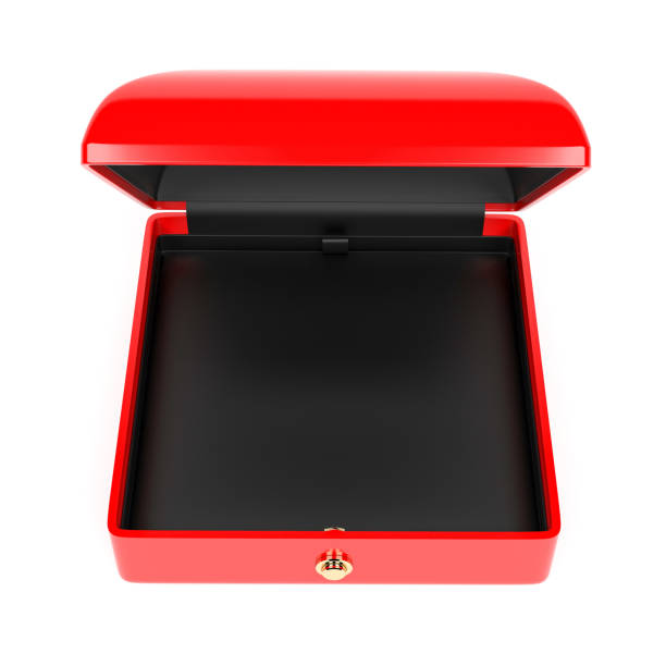 istock Red jewelry box. 3d rendering illustration isolated 1161158987