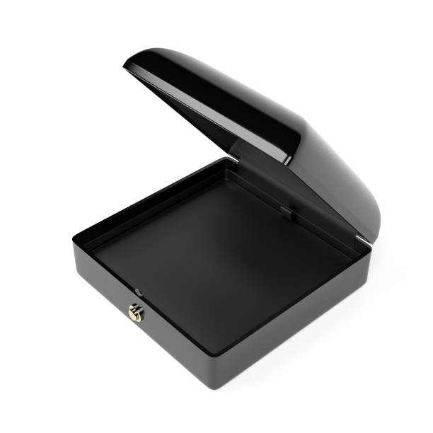 istock Black jewelry box. 3d rendering illustration isolated 1161158988