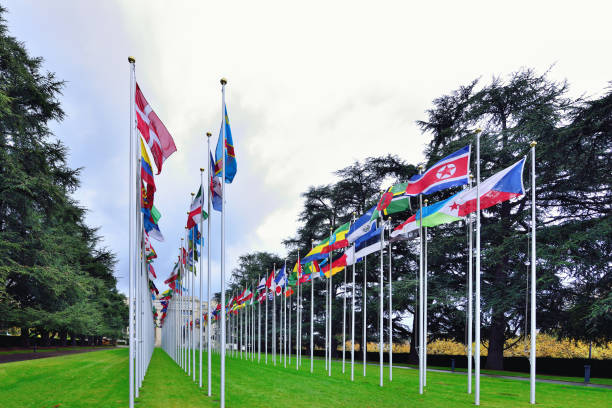 istock Multinational Flag, United Nations, Geneva, Switzerland 1161159140