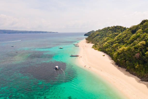istock Puka Shell Beach, Boracay Island, Philippines, aerial view 1161164929