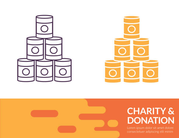 Flat Design And Thin Line Illustration Charity Icon Charity & Donation icon in thin line and flat design style with a trendy banner at the bottom. giving tuesday stock illustrations