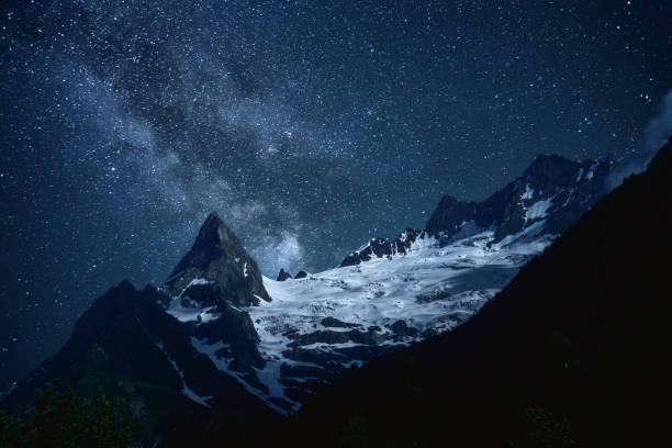 istock night sky with stars Milky Way over the mountains 1161168649