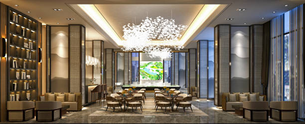 istock 3d render of luxury hotel lobby and reception 1161170171