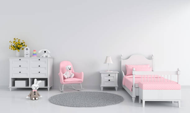 istock White girl child bedroom interior for mockup, 3D rendering 1161170968