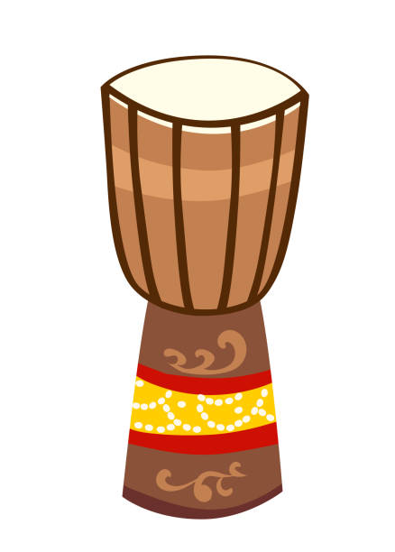 African drum djembe vector illustration. African drum djembe vector illustration. Wood drum icon, flat cartoon style isolated on white background cartoon of a african bongo drums stock illustrations