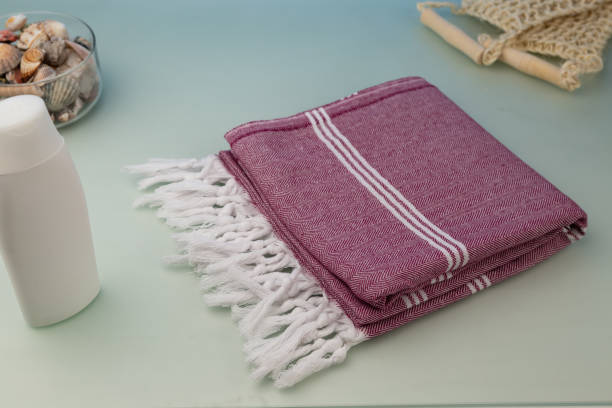 istock Handwoven hammam Turkish cotton towel 1161171350