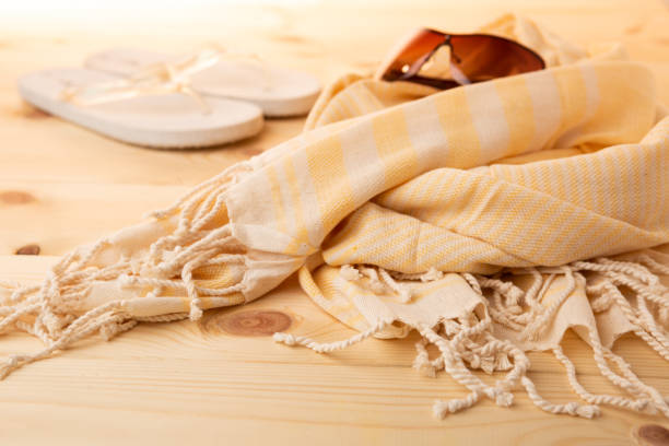 istock Handwoven hammam Turkish cotton towel 1161173090