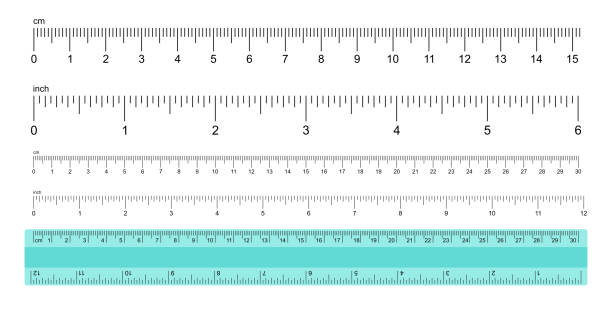 Measuring Rulers Measuring Rulers, inches and centimeters. isolated on white background instrument of measurement stock illustrations
