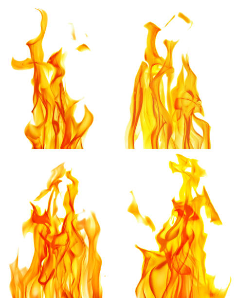 istock yellow sparks of four bright flames on white 1161173194