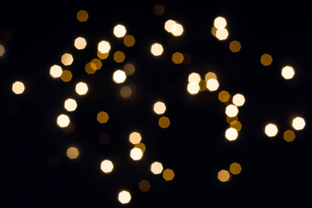 istock Abstract festive background with hexagon golden lights. Holiday concept 1161173225