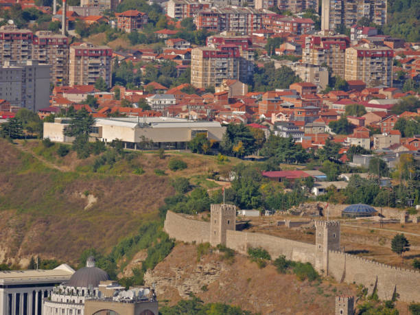 istock Skopje panorama buildings top view 1161175183