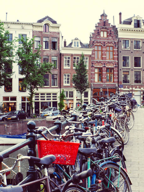 istock Bikes parked on a bridge in Amsterdam at summer 1161176272
