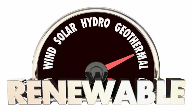 istock Renewable Energy Wind Solar Biothermal Hydro Power Speedometer 3d Illustration 1161177006
