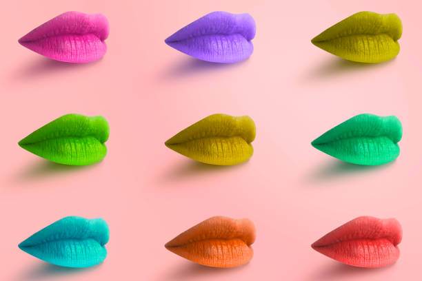 istock Lips. Fashion Concept Lipstick. Multicolored lips. Modern minimal art. 1161177749
