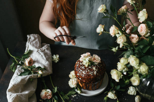istock Decoration of chocolate cake with flowers 1161180596