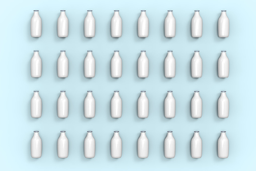milk bottles arranged in a pattern