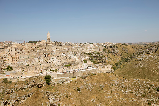 View of the ancient town of Matera at Basilicata region in southern Italy