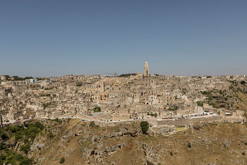View of the ancient town of Matera at Basilicata region in southern Italy