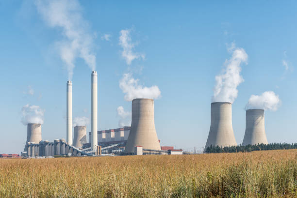 central eléctrica de tutuka cerca de standerton en la provincia de mpumalanga - provincia de mpumalanga fotografías e imágenes de stock