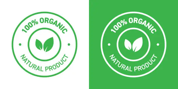 Vector illustration of 100% Organic Products Badge