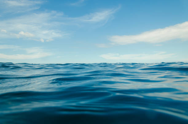 ocean waves from the near with blue sky - ripple nature water close to imagens e fotografias de stock