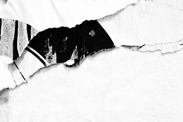 istock Blank white black old ripped torn paper crumpled creased posters grunge textures backdrop backgrounds placard - Stock image 1161186821