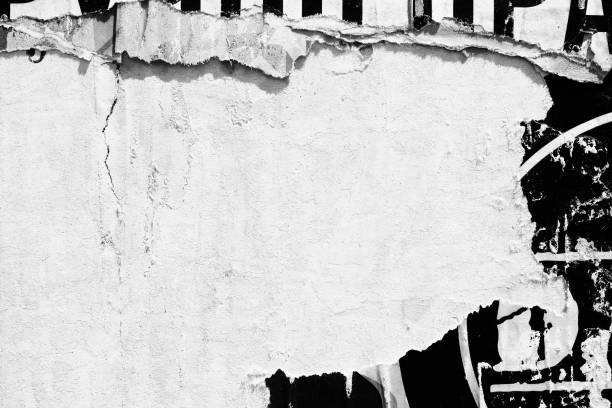 blanco blanco negro viejo rasgado papel rasgado arrugado arrugado arrugado carteles grunge texturas fondo fondo cartel - imagen de stock - torn paper fotografías e imágenes de stock
