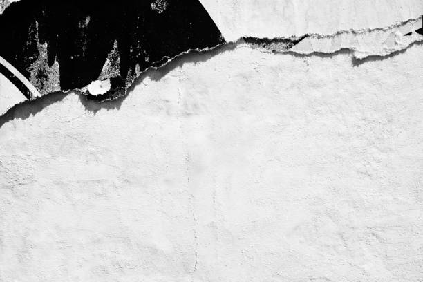 istock Blank white black old ripped torn paper crumpled creased posters grunge textures backdrop backgrounds placard - Stock image 1161186997