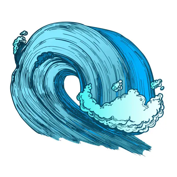 Vector illustration of Color Breaking Tropical Sea Marine Wave Storm Vector