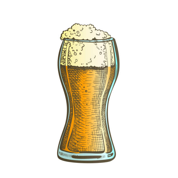 Fantasie nauwelijks Aanleg Getekend Standaard Pub Glas Kleur Schuim Bier Vector Stockvectorkunst en  meer beelden van Alcohol - iStock