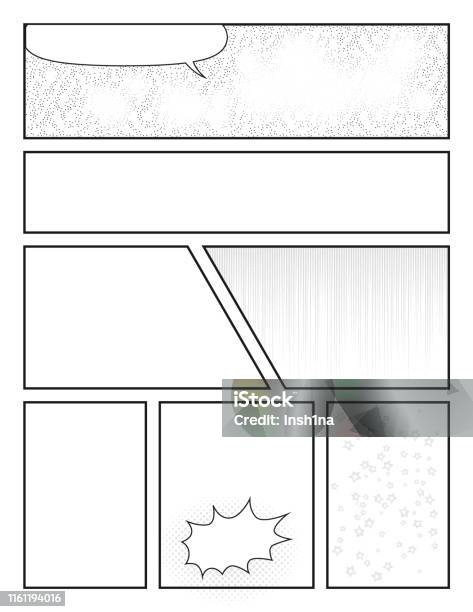 Comic Format Drawing Comic Book Template For Drawing Stories With Halftone Effects And ...