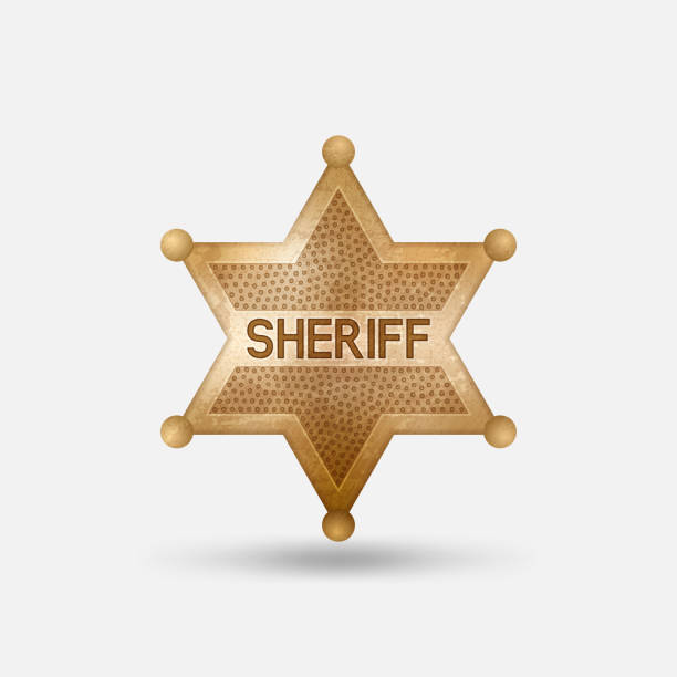 винтажный бронзовый значок. звезда шерифа - sheriffs deputy stock illustrations