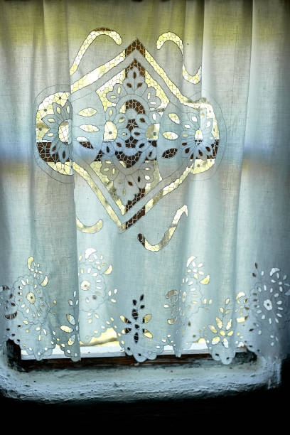 istock A window in a whitewashed hut with a wooden frame, a Lacy linen starched curtain.The interior of the house. Ukraine, the Cossacks 1161194286