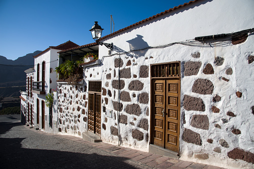 View on old and small street in Santa Lucia village, Gran Canary, Spain,