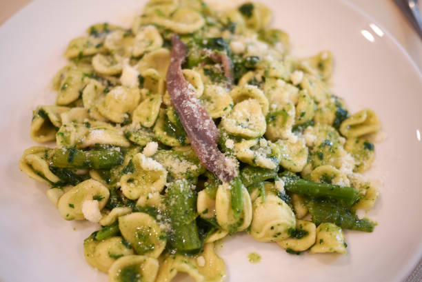Orecchiette pasta with turnips and anchiovies