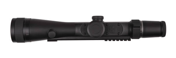 istock modern black optical scope for weapon isolated on white. sight scope isolated on white background 1161197388